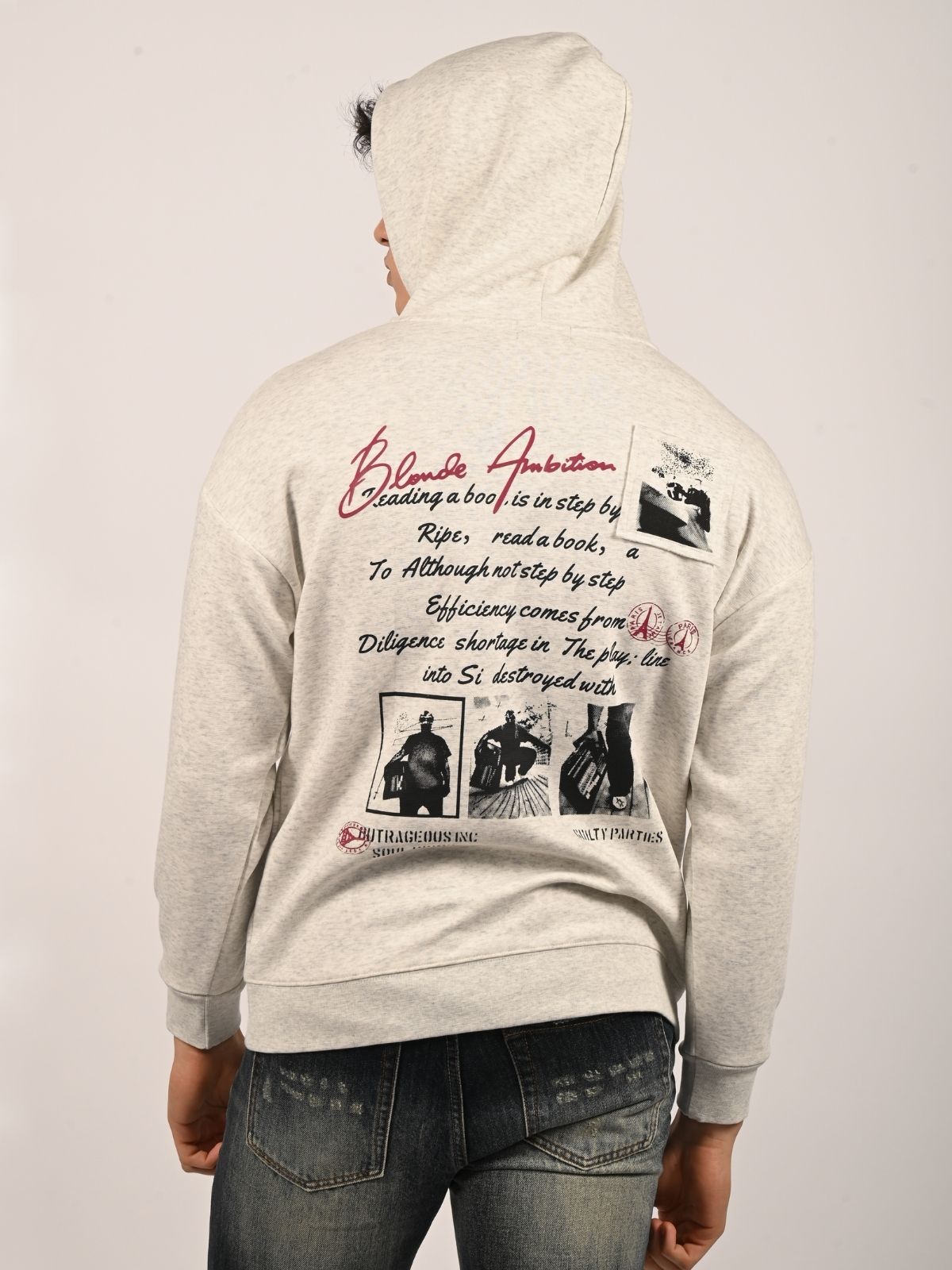 Franco White Cotton Polyster Fleece Printed Sweatshirts For Men