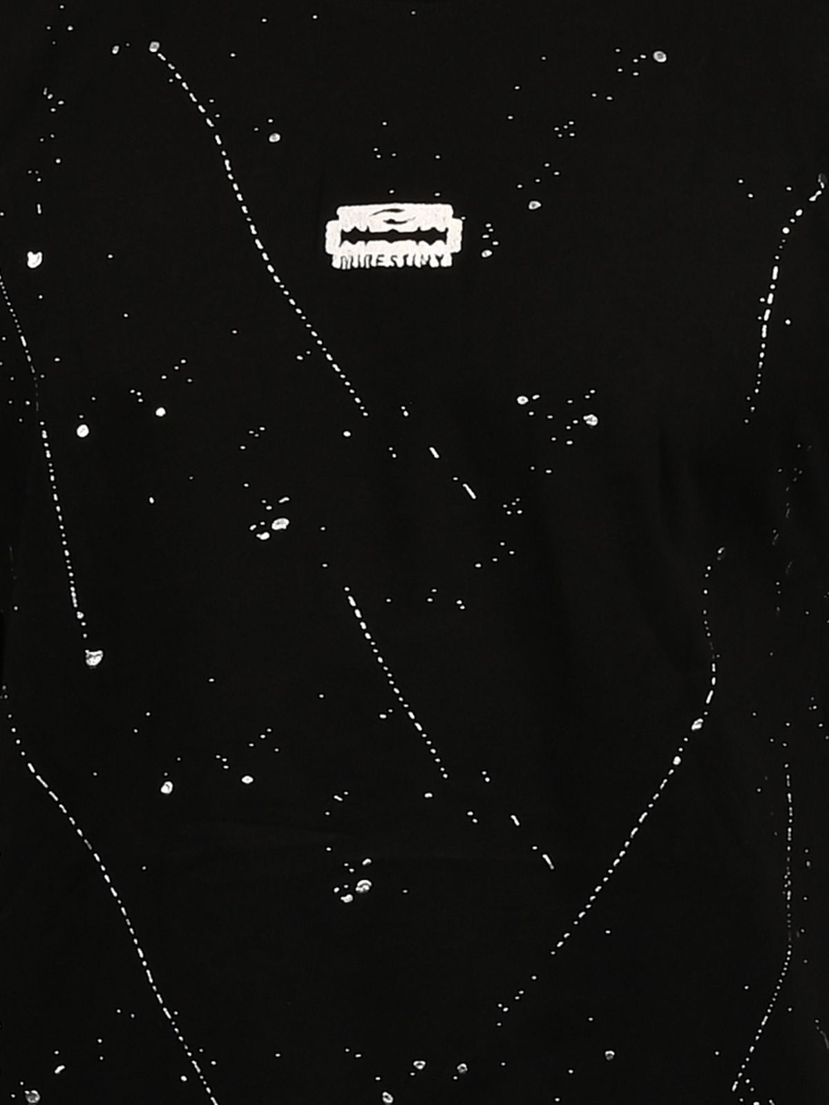 Franco Black Cotton Blend Foli Print T-Shirt For Men