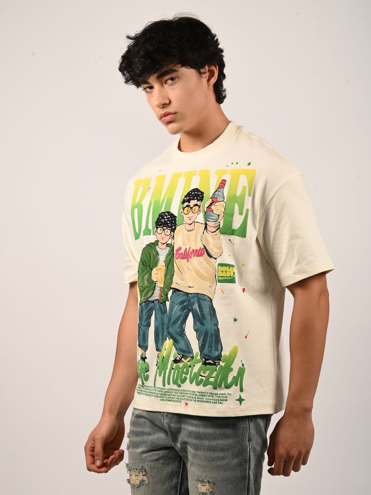 Franco Off White Cotton Jersey Printed T-Shirt For Men