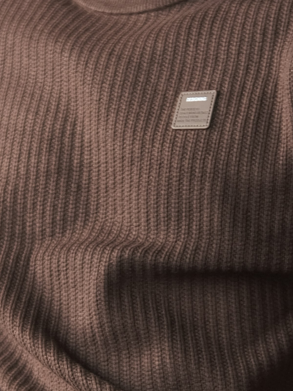 Brown Cotton Rib Solid Sweatshirt For Men