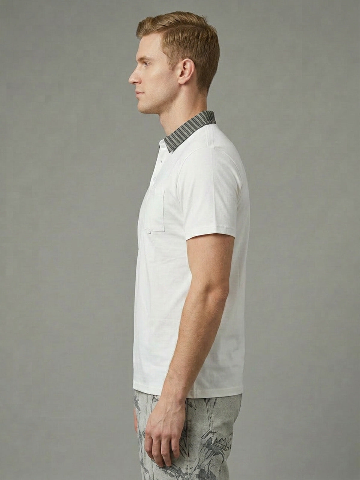 Franco White Cotton Rib Plain Polo T-Shirt For Men
