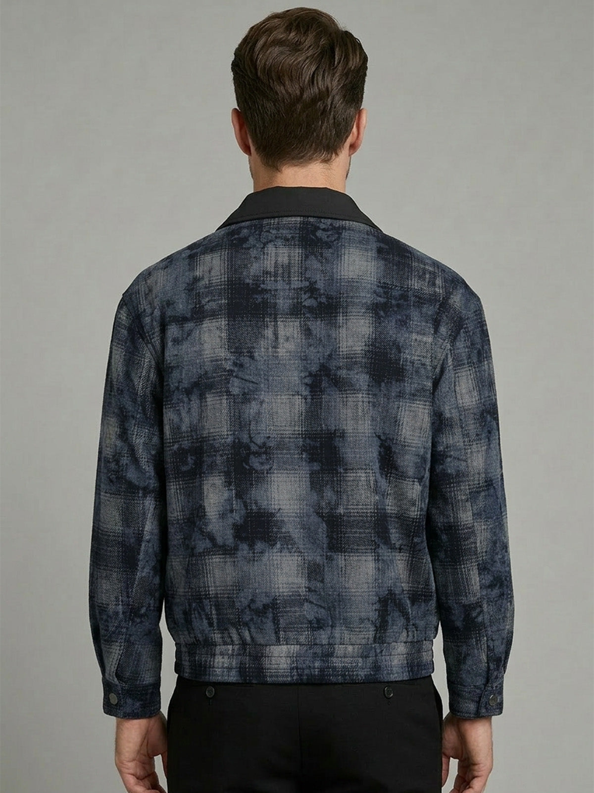 Franco Dark Blue Denim Checked Jacket For Women