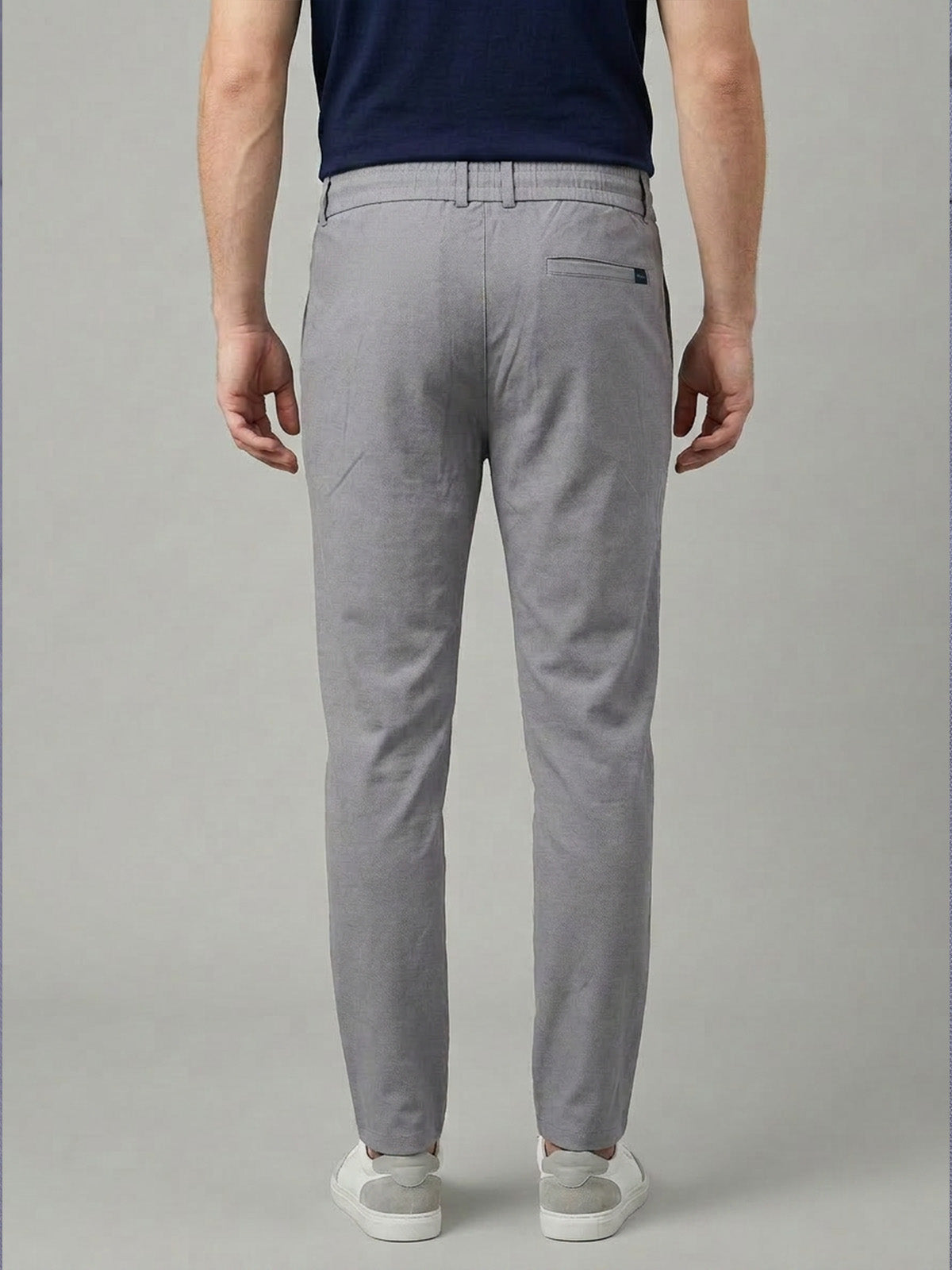 Franco Grey Polyester Lycra Solid Trouser For Men