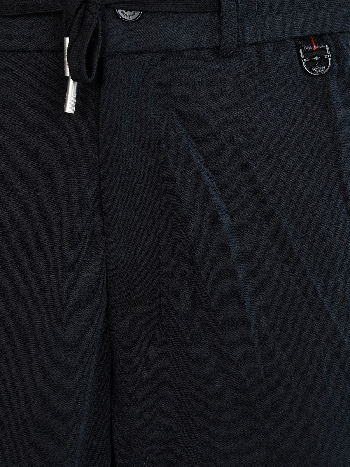 Franco Black Polyester Lycra Solid Trouser For Men