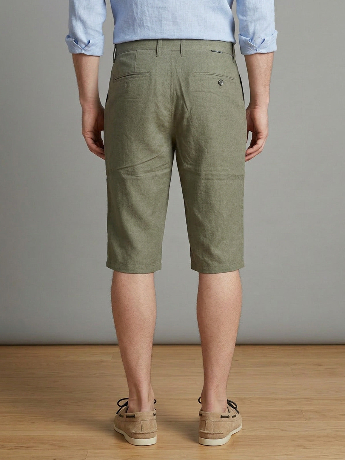 Franco Olive Green Cotton Solid Shorts For Men