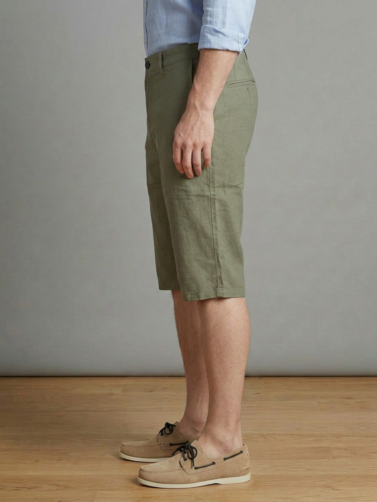Franco Olive Green Cotton Solid Shorts For Men