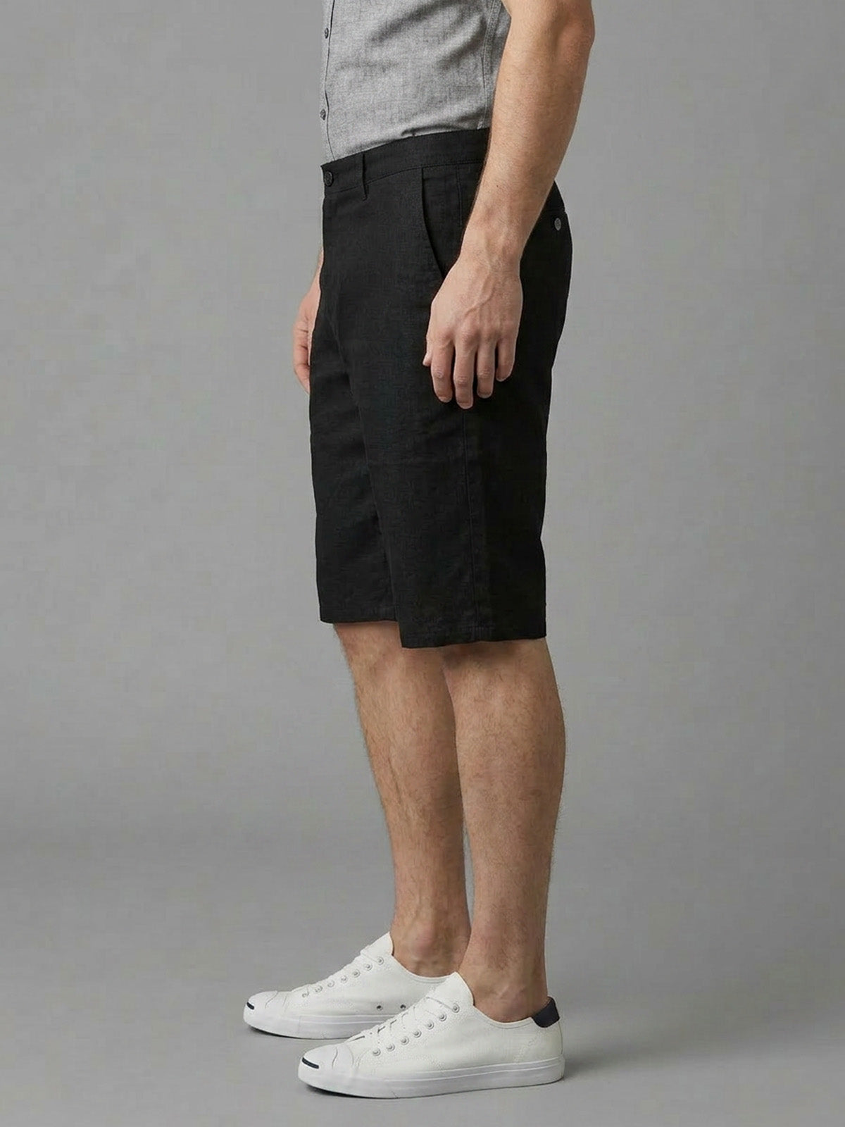 Franco Black Cotton Solid Shorts For Men