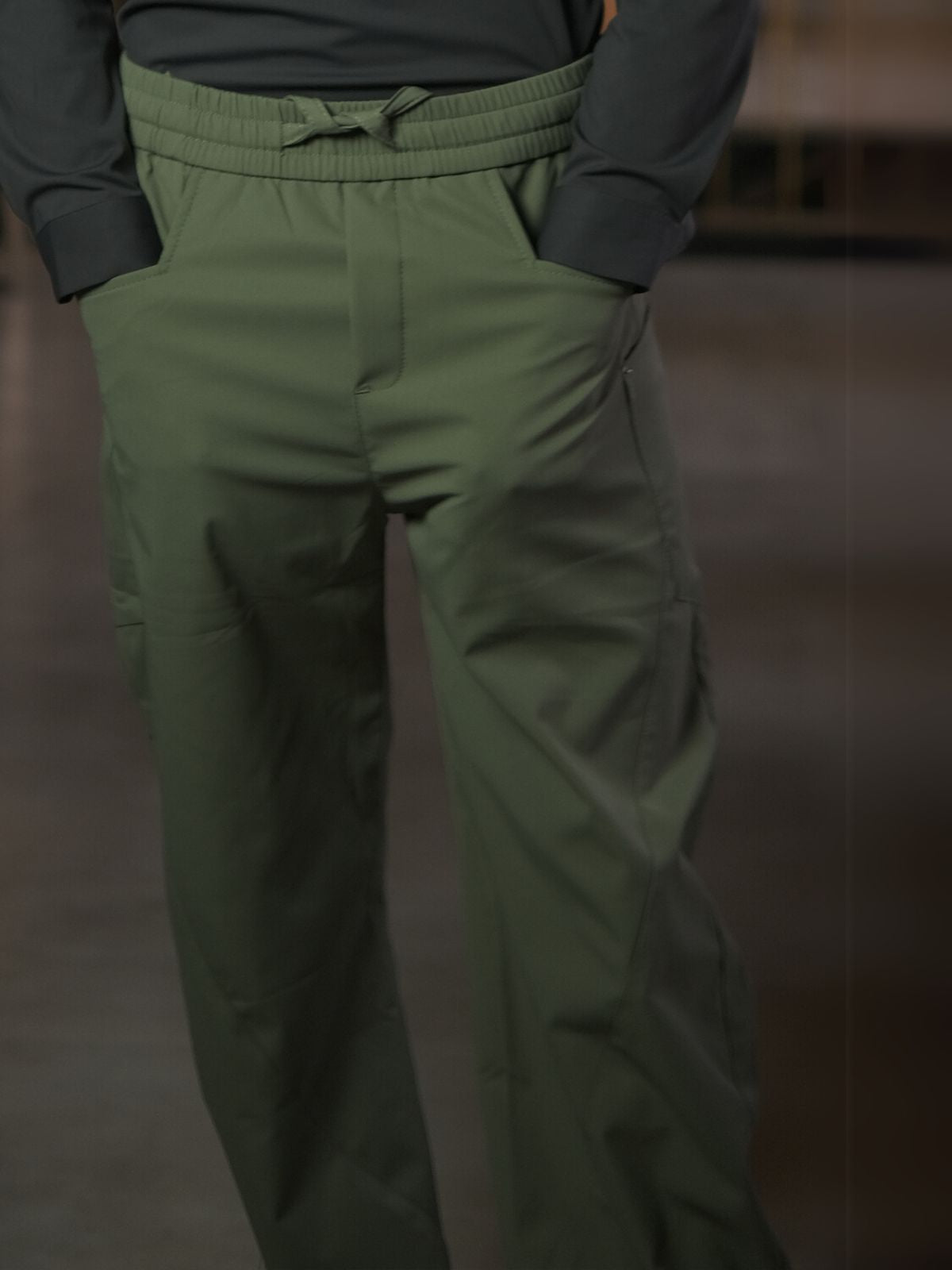 Olive Polyester Solid Trouser For Men
