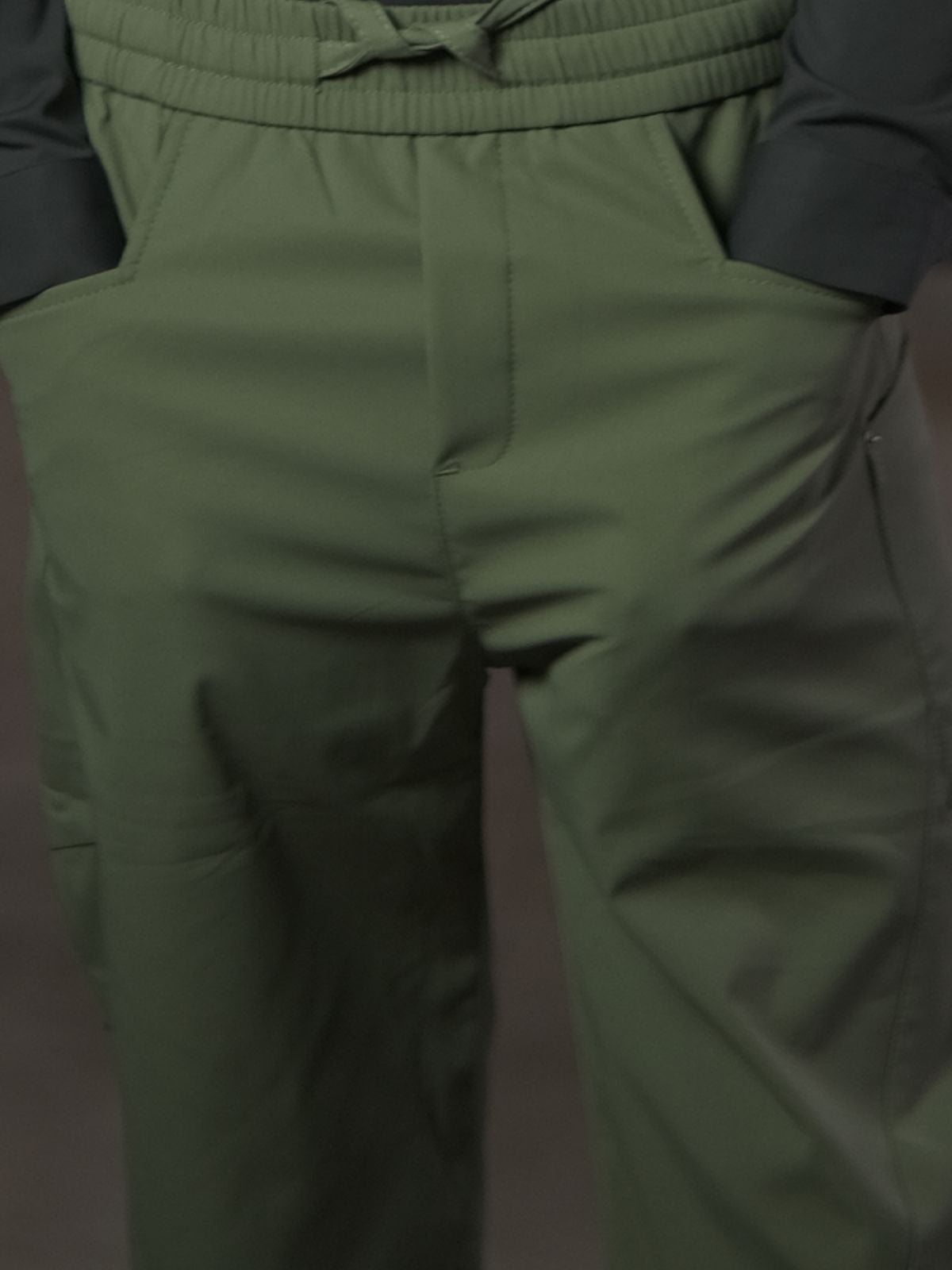 Olive Polyester Solid Trouser For Men