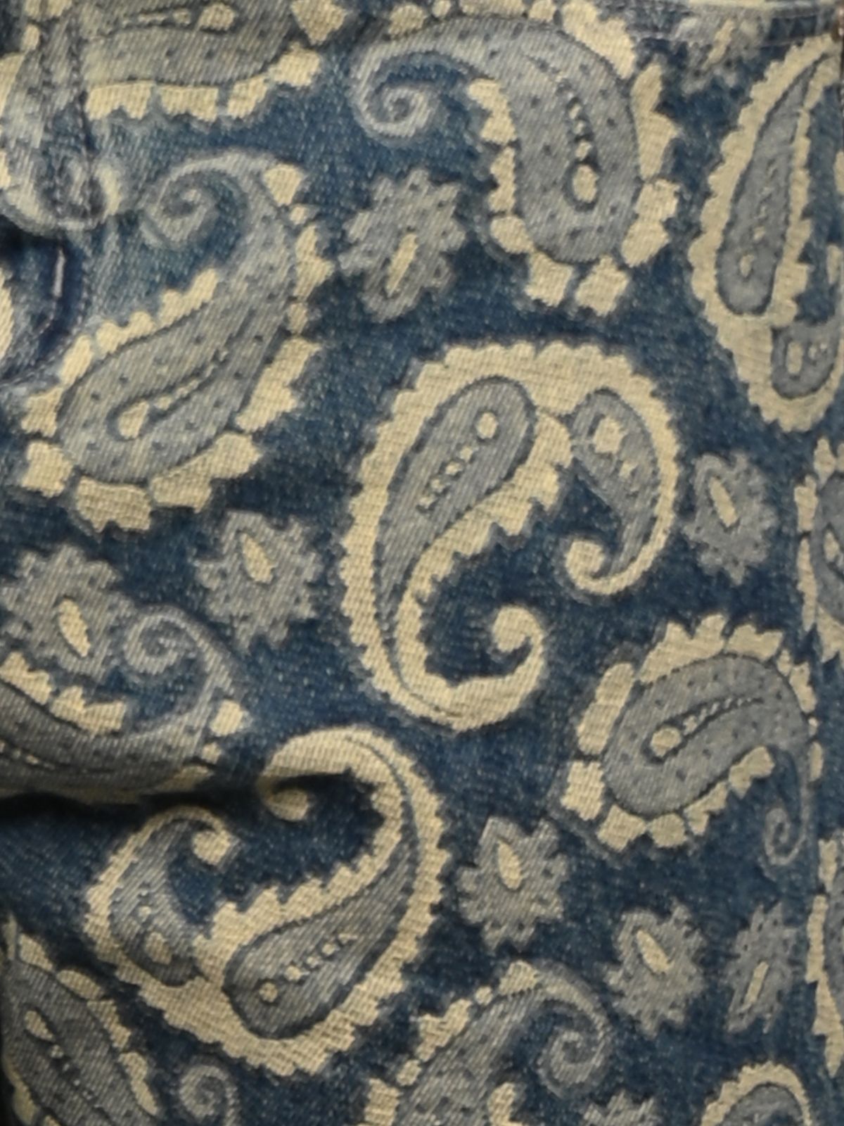 Franco Blue Denim Self Design Printed Shorts For Men