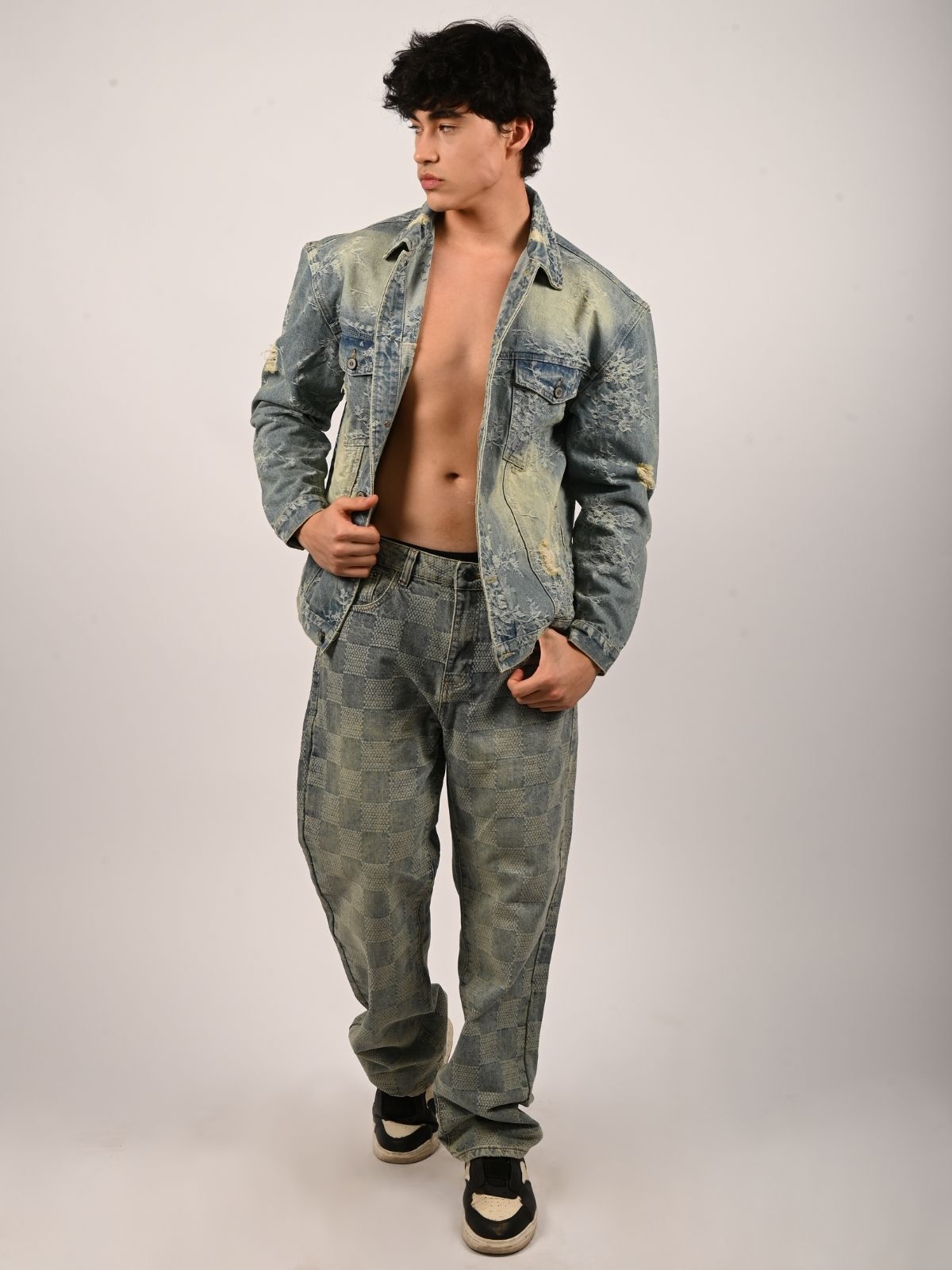 Franco Blue Denim Solid Jackets For Men