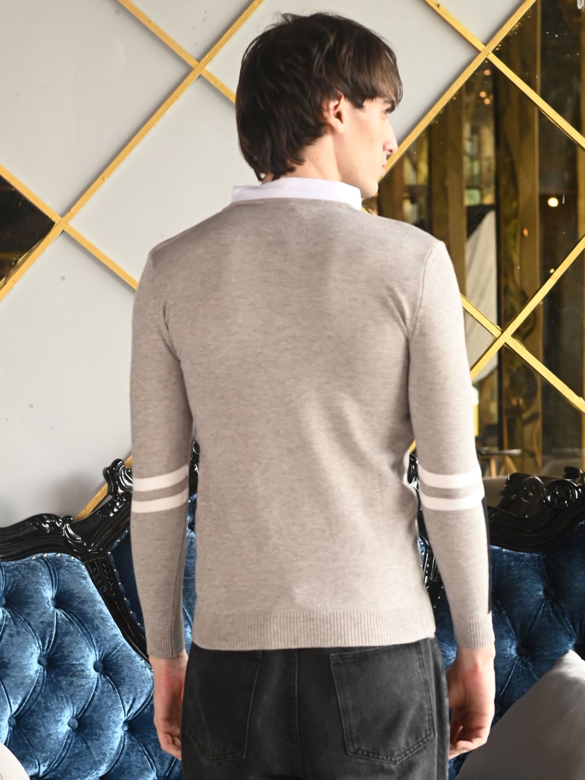 Grey Printed Cotton Jersey Sweatshirt For Men