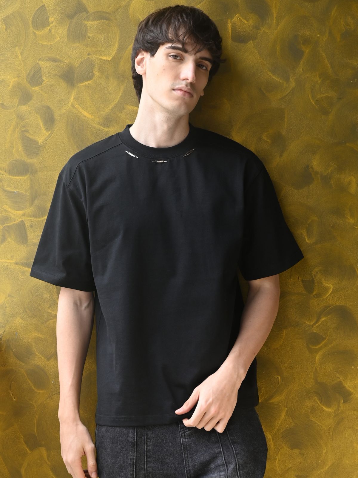 Black Solid Cotton Jersey T-shirt For Men