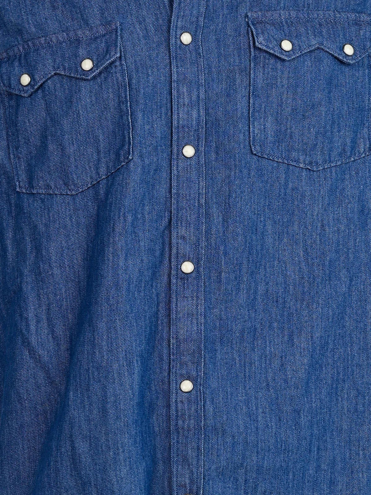 Franco Blue Denim Plain Shirt For Men