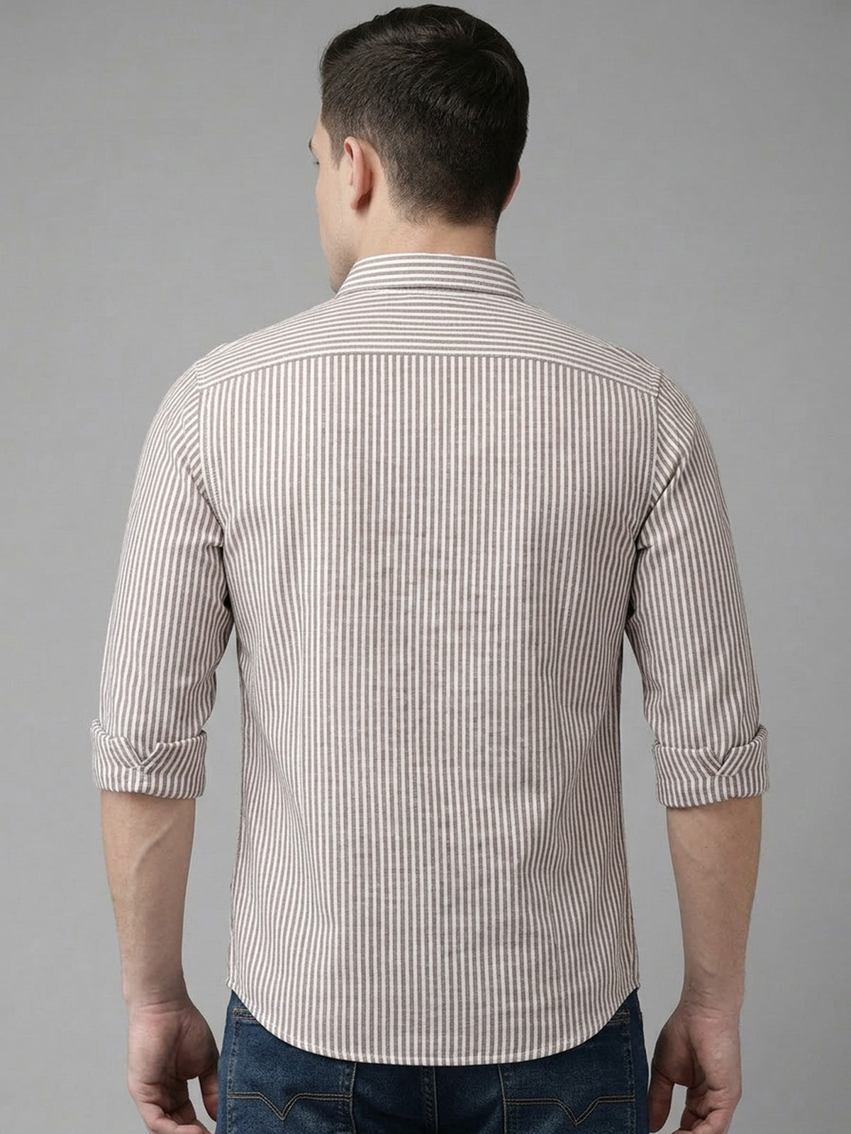 Franco Red Cotton Linen Plain Shirt For Men