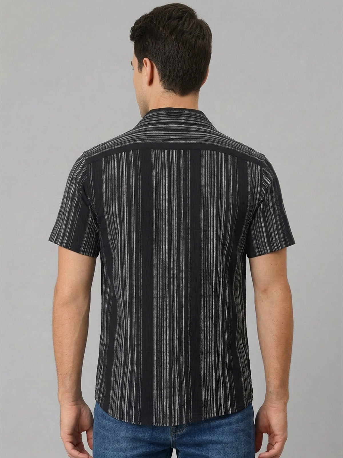 Franco Black Cotton Plain Shirt For Men