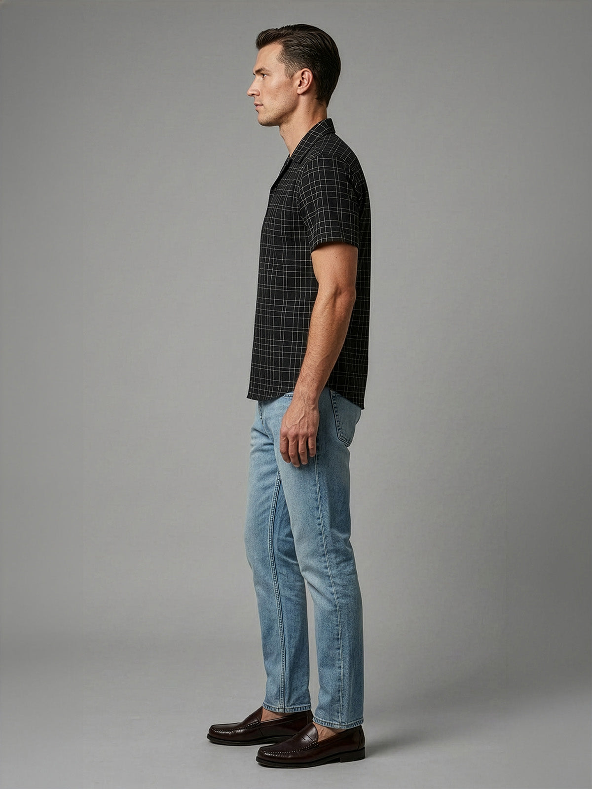Franco Black Cotton Blend Striped Shirt For Men