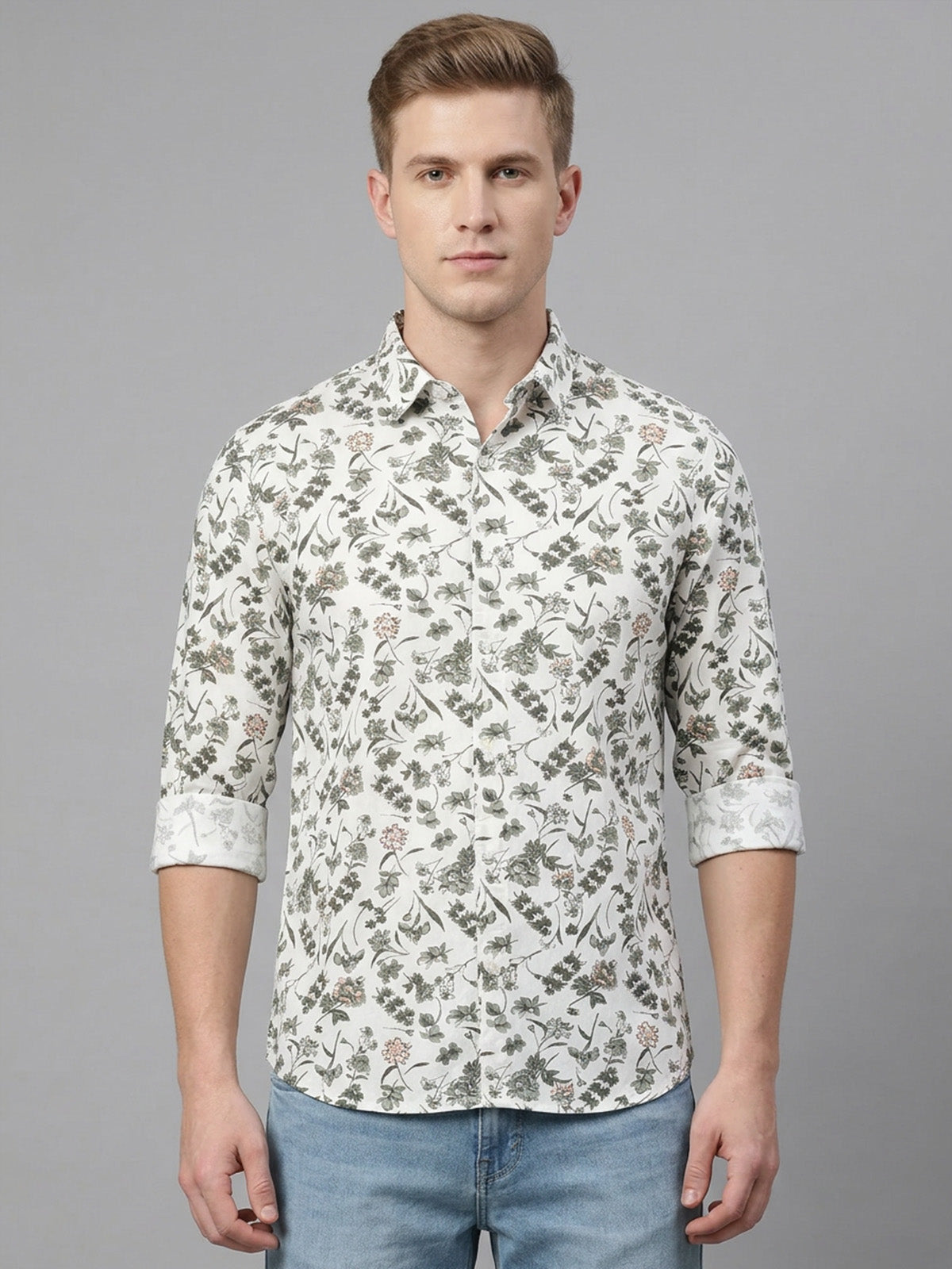 Franco White Cotton Solid Shirt For Men
