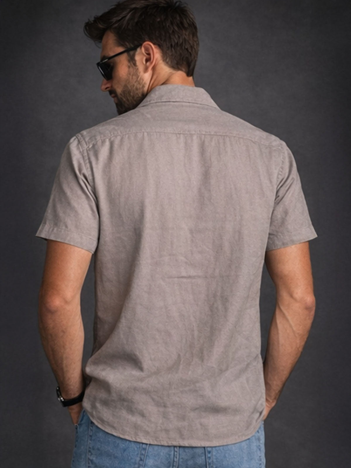 Franco Beige Cotton Blend Self Design Shirt For Men
