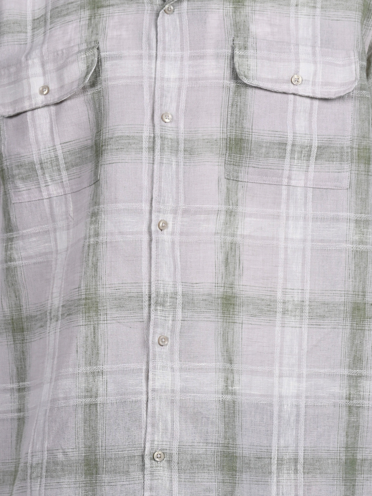 Franco Grey Cotton Linen Checked Shirt For Men
