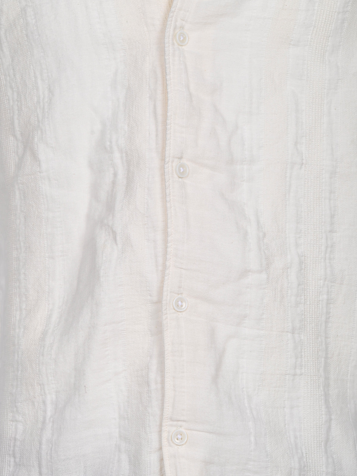 Franco White Cotton Blend Self Design Shirt For Men