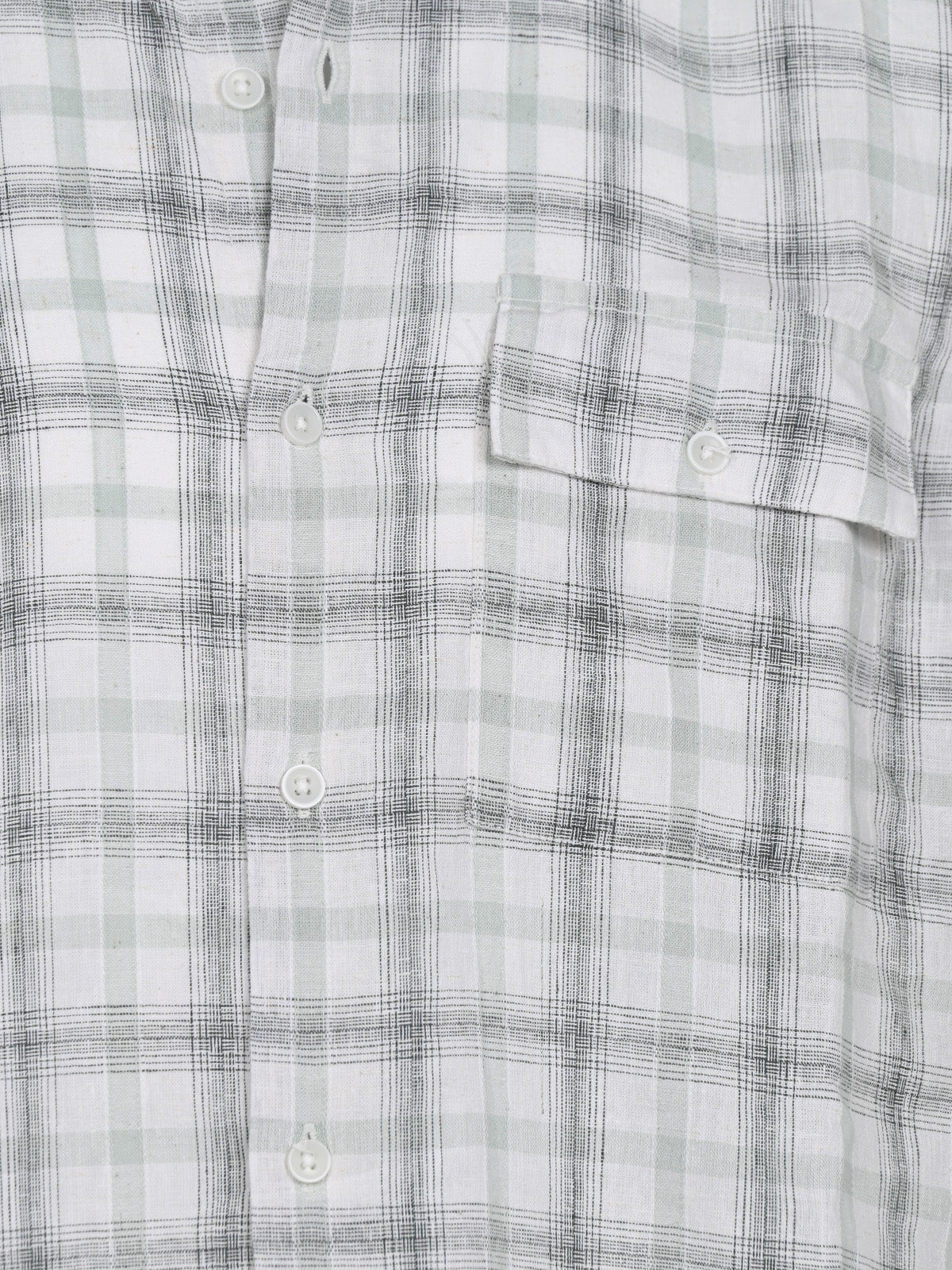 Franco Green Cotton Blend Checkered Shirt For Men