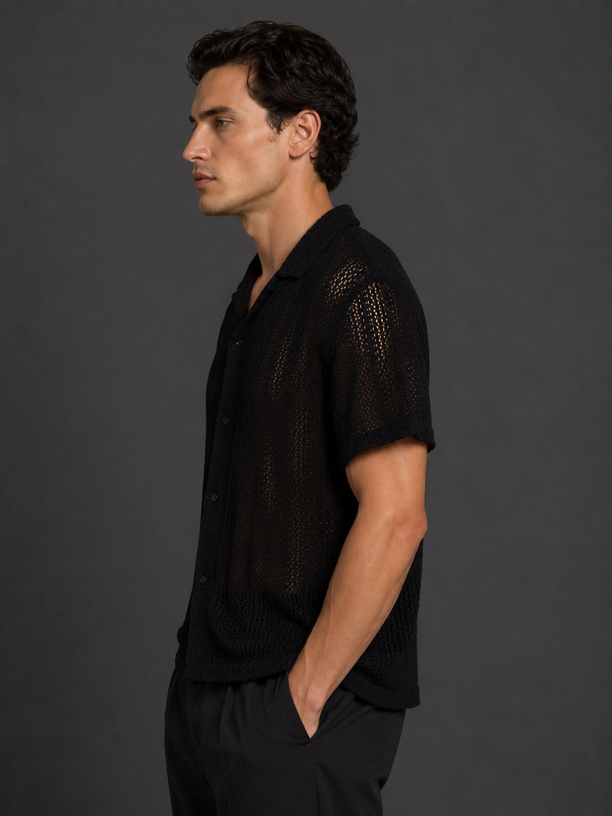Franco Black Polyester Blend Plain Shirt For Men