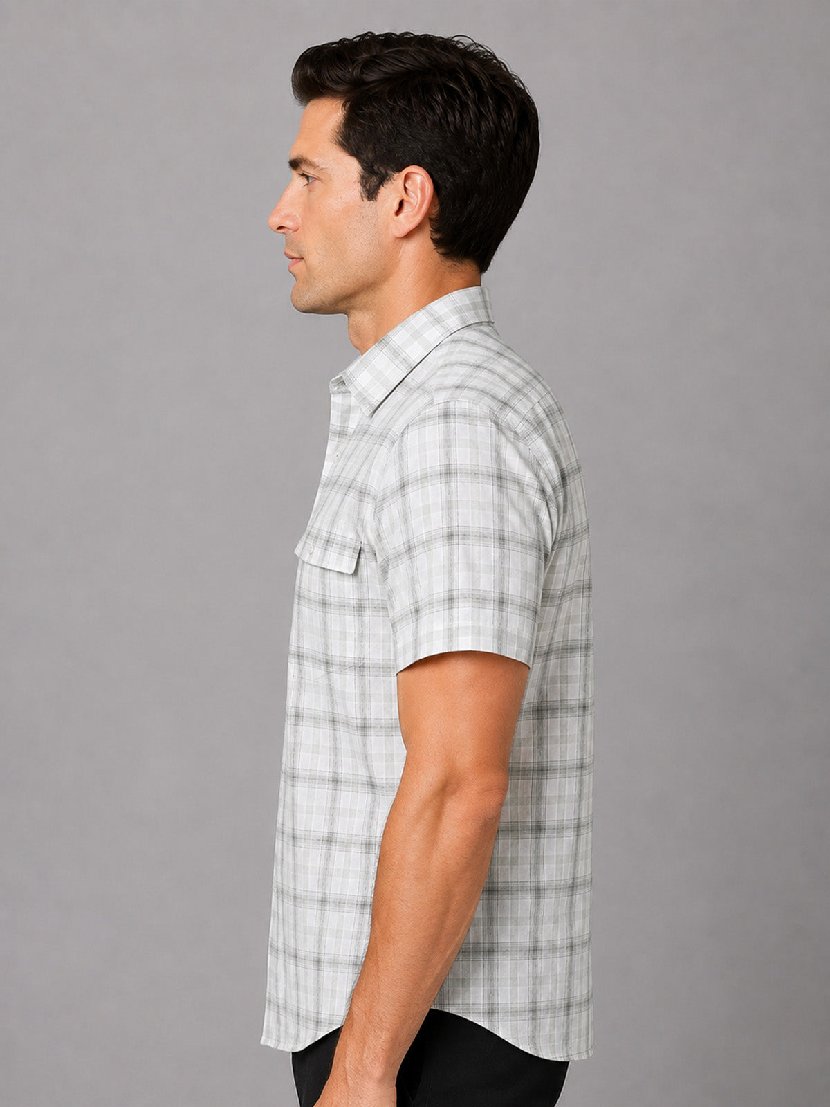 Franco Green Cotton Blend Checkered Shirt For Men