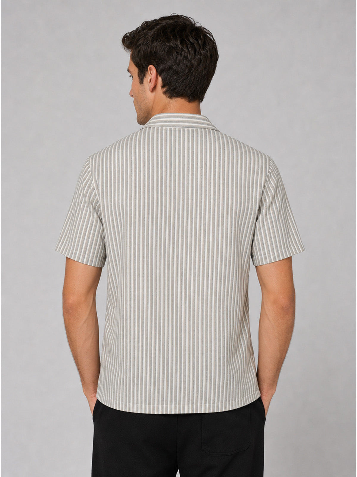 Franco Brown Cotton Blend Striped Shirt For Men