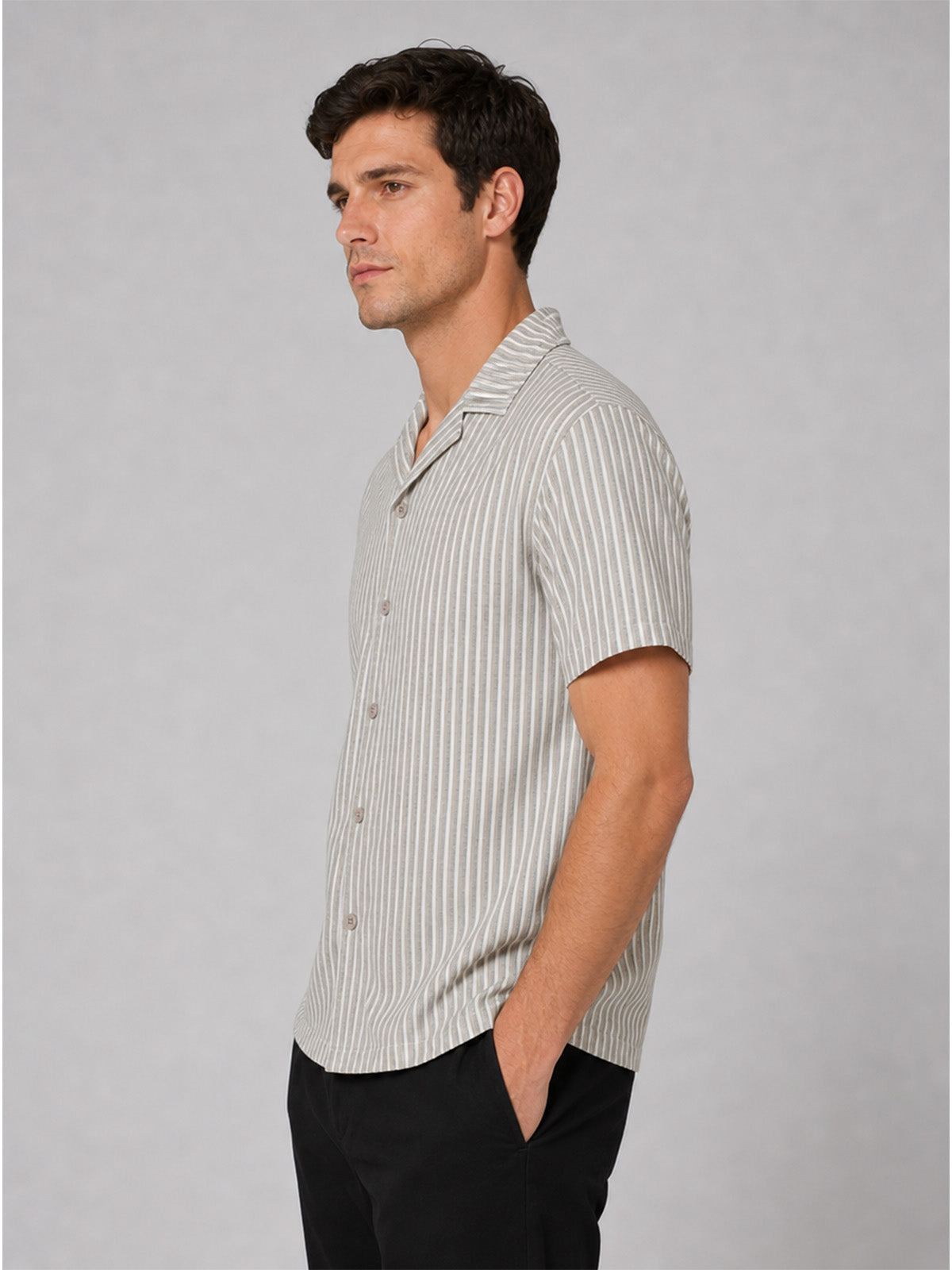 Franco Brown Cotton Blend Striped Shirt For Men