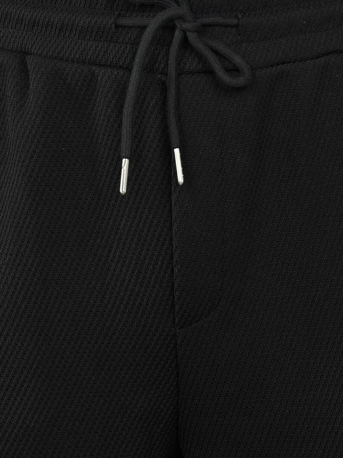 Franco Black Polyester Rib Solid Trouser For Men