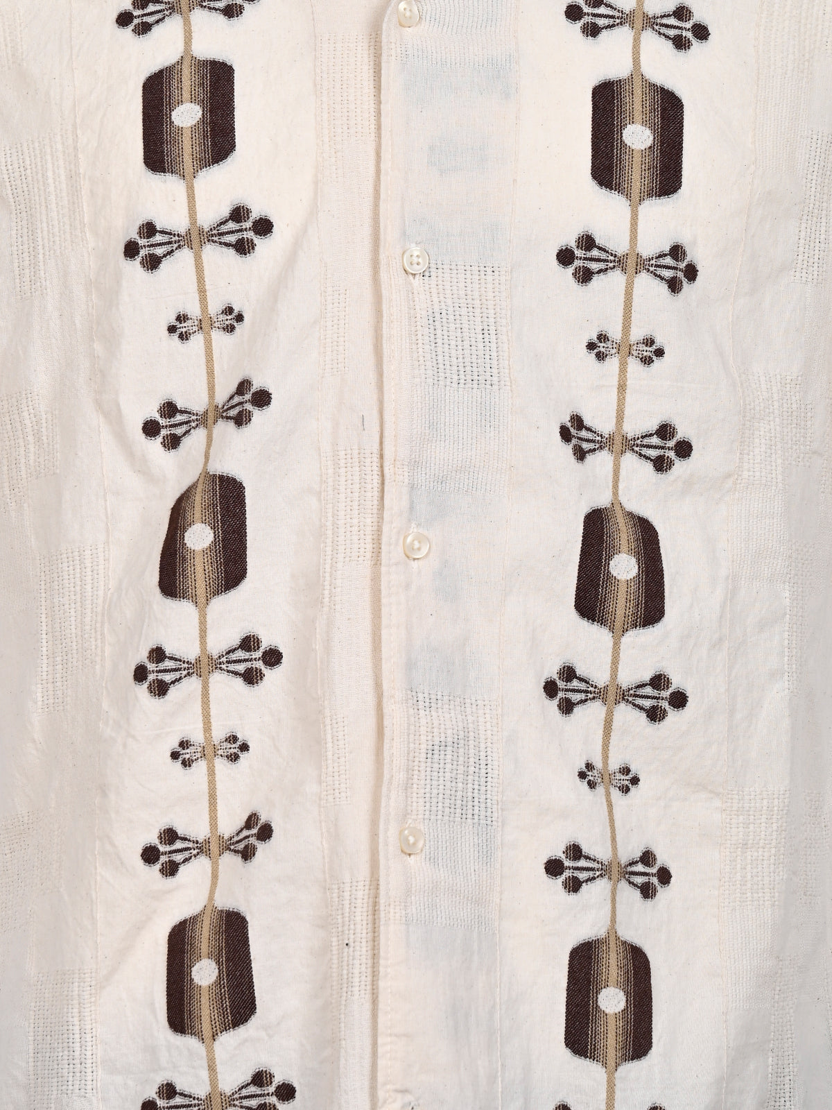 Franco Beige And Brown Cotton Blend Printed Shirt For Men