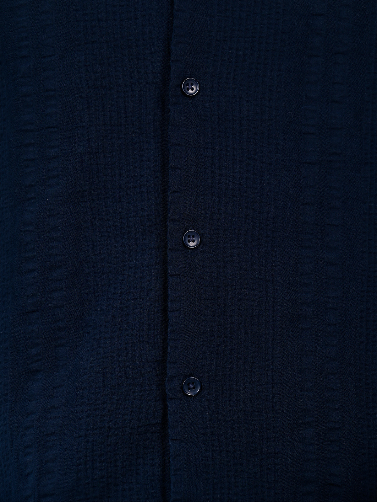 Franco Navy Blue Cotton Blend Plain Shirt For Men
