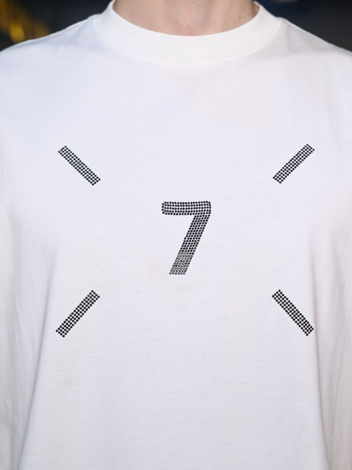 White Embellished Cotton Rib T-shirt For Men