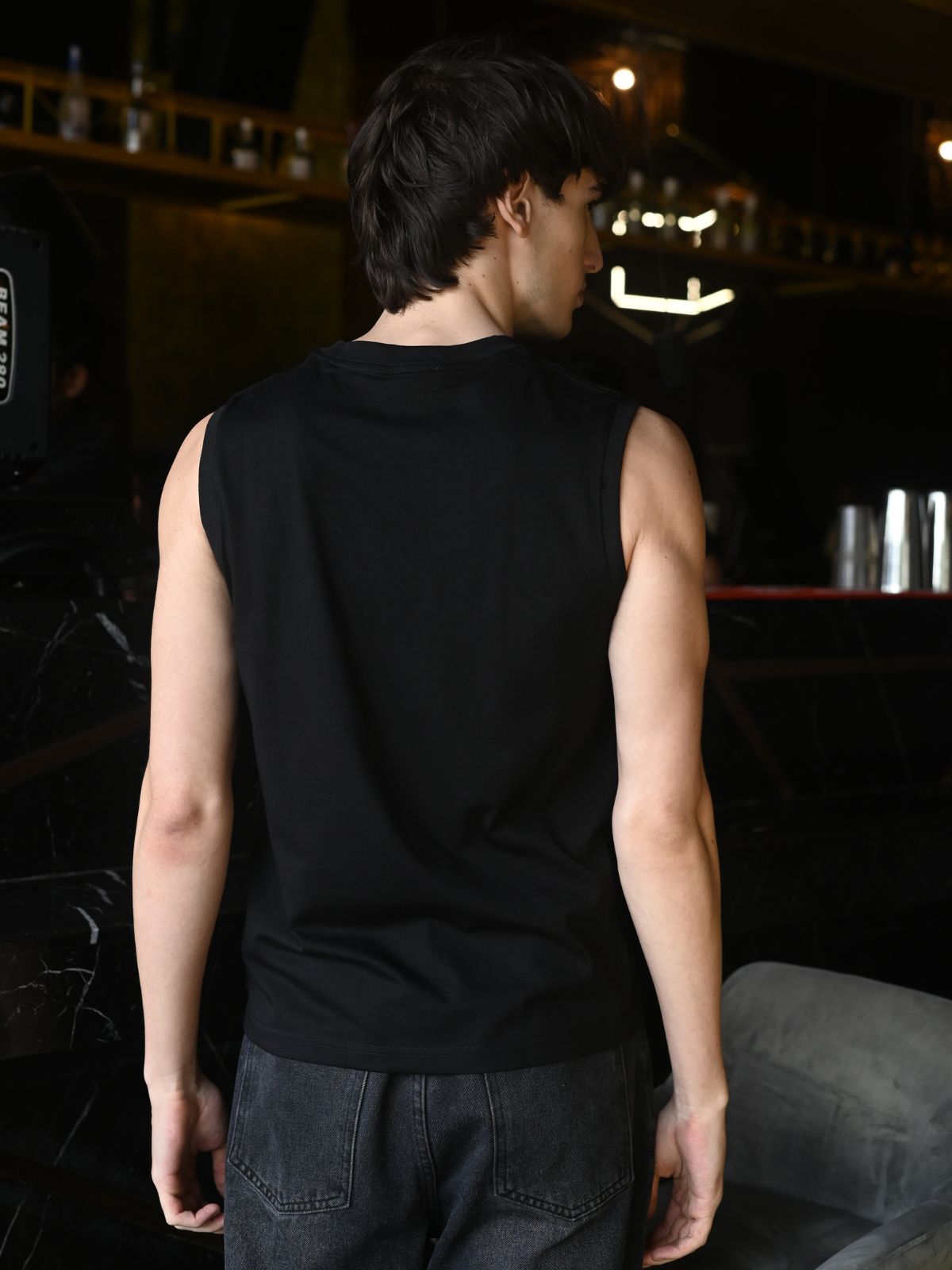Black Embossed Cotton jersey T-shirt For Men
