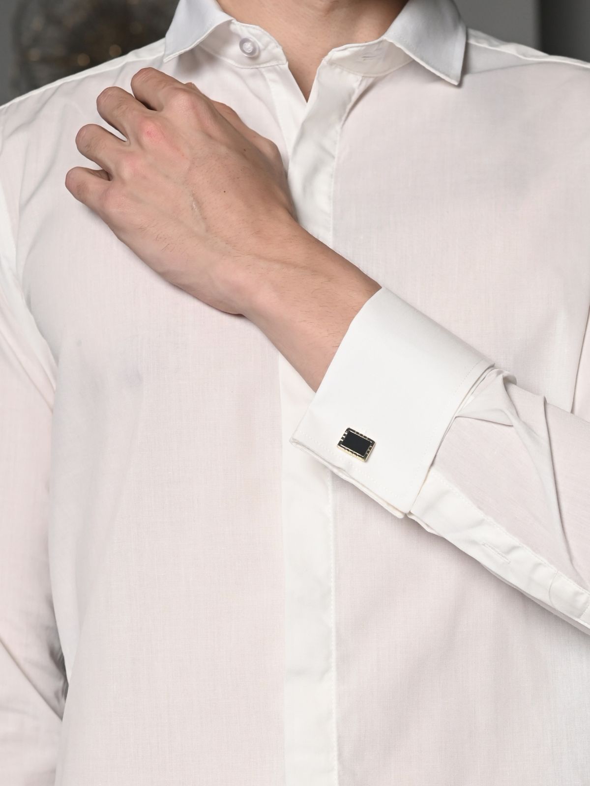 White Solid Cotton Poplin Formal Shirt For Men