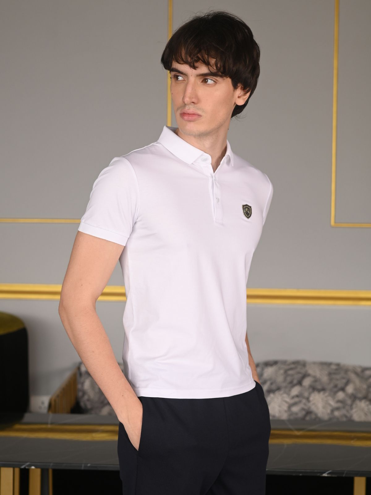 White Solid Cotton Jersey T-shirt For Men
