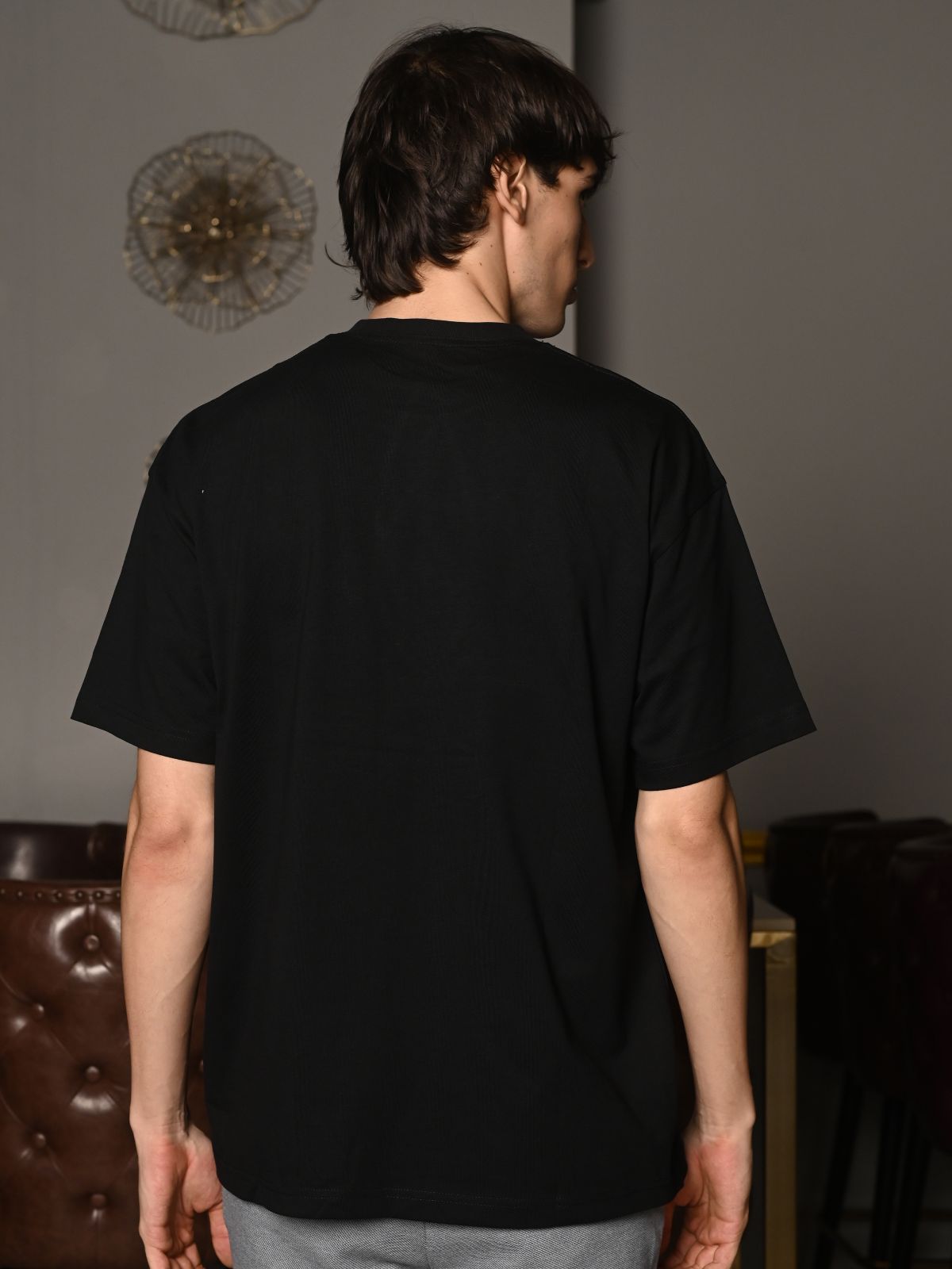 Black Printed Cotton jersey T-shirt For Men