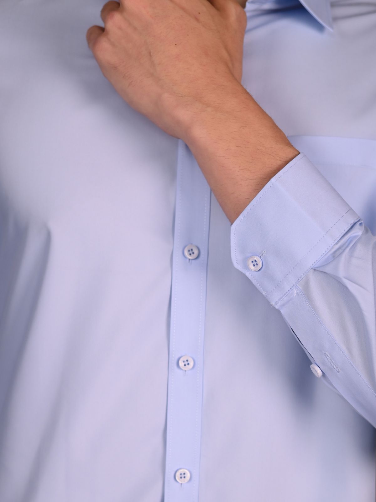 Blue Solid Polyester Formal Shirt For Men