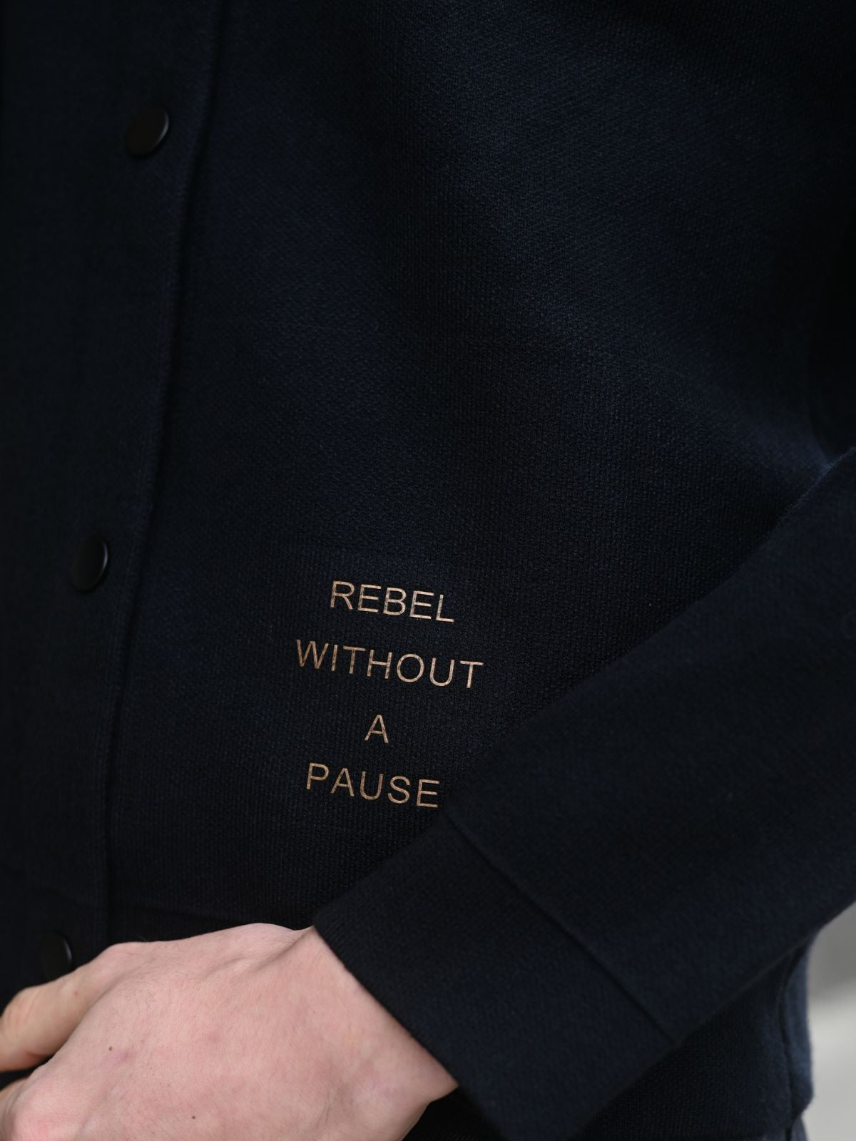 Black Patterned heavy Cotton Rib Jacket For Men