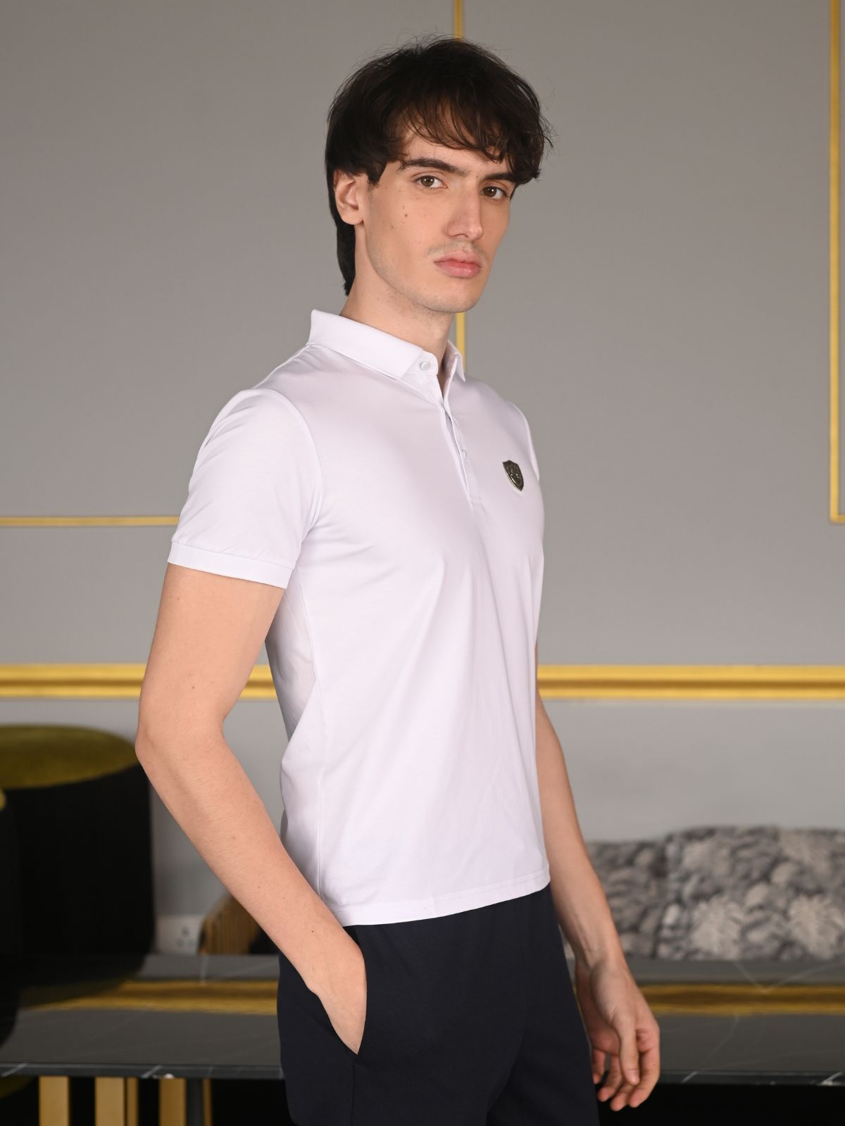 White Solid Cotton Jersey T-shirt For Men