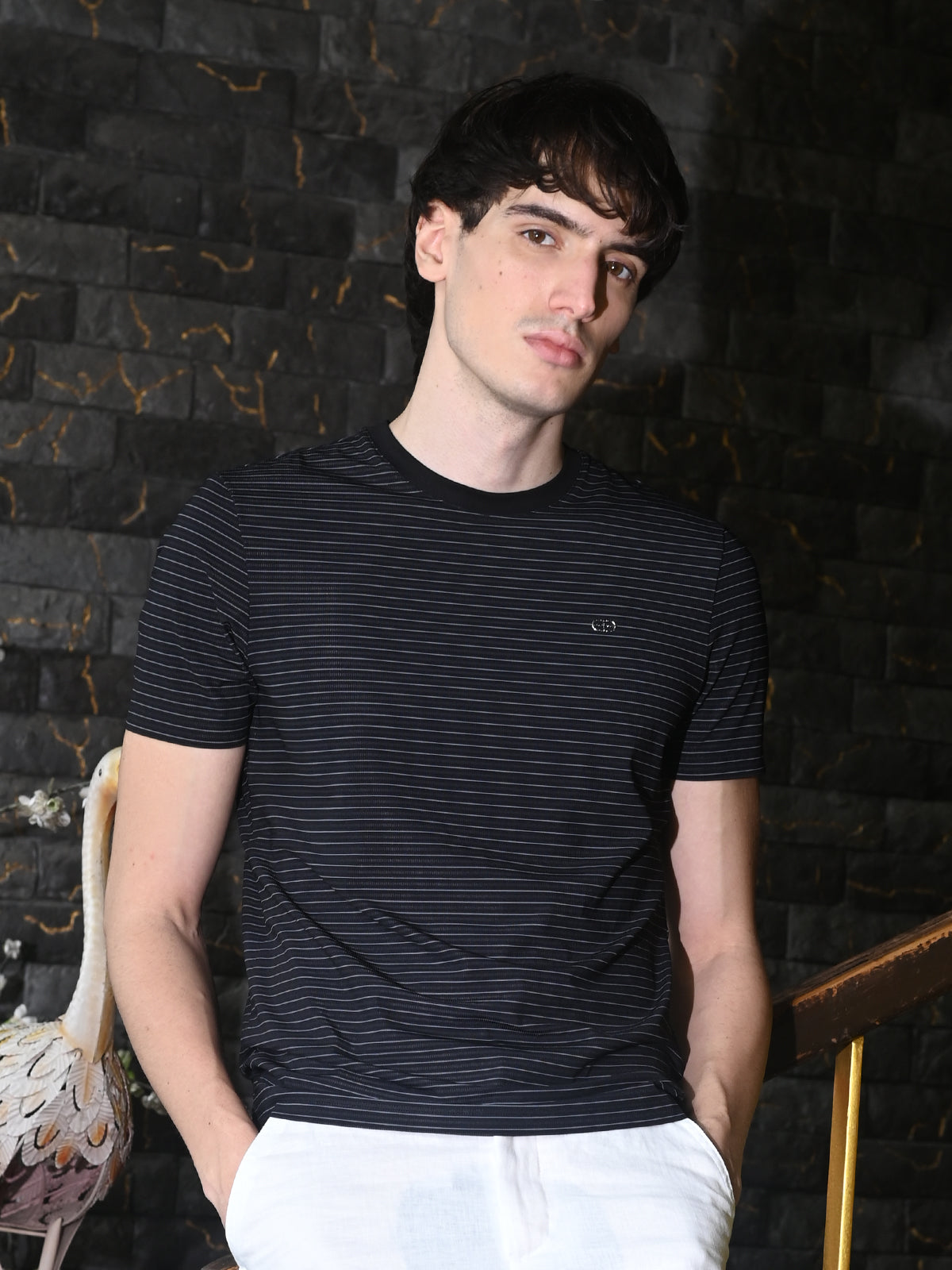 Black Printed polyester Lycra T-shirt For Men