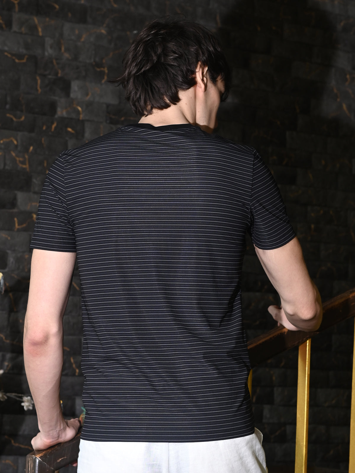 Black Printed polyester Lycra T-shirt For Men