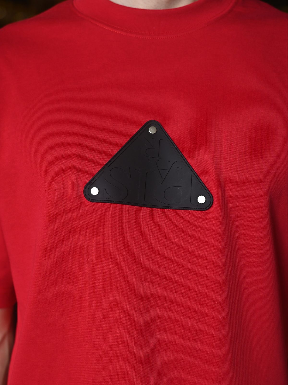 Red Solid Cotton Rib T-shirt For Men