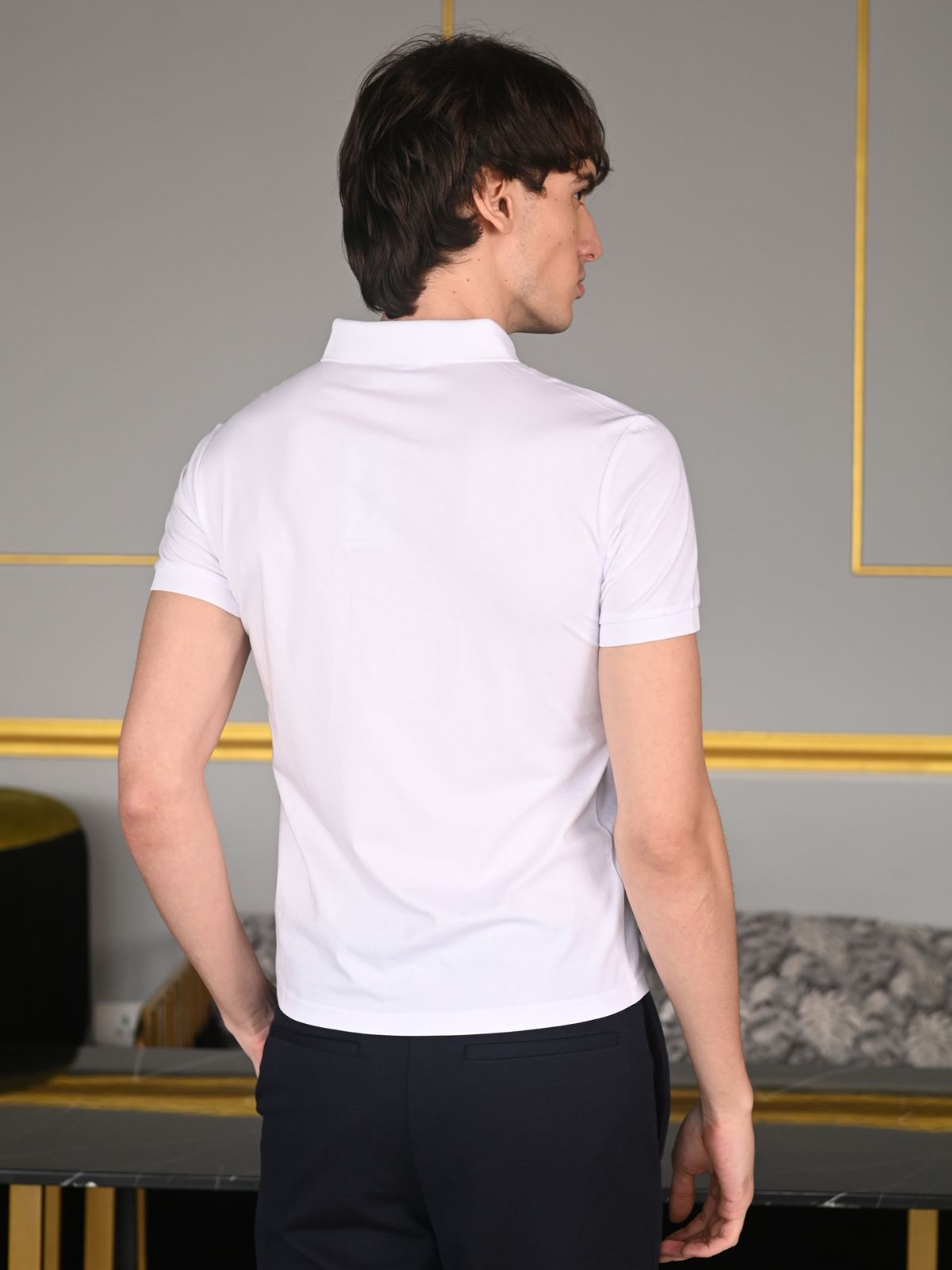 White Solid Cotton Jersey T-shirt For Men