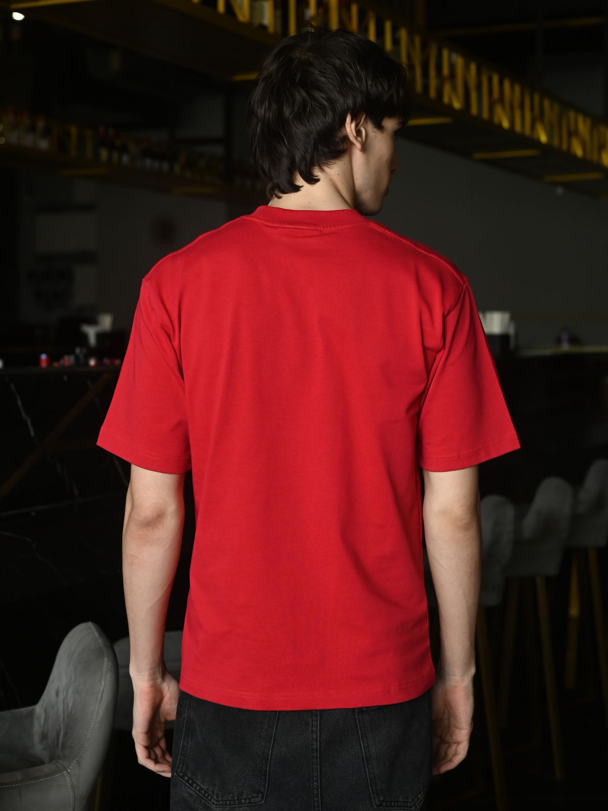 Red Solid Cotton Rib T-shirt For Men