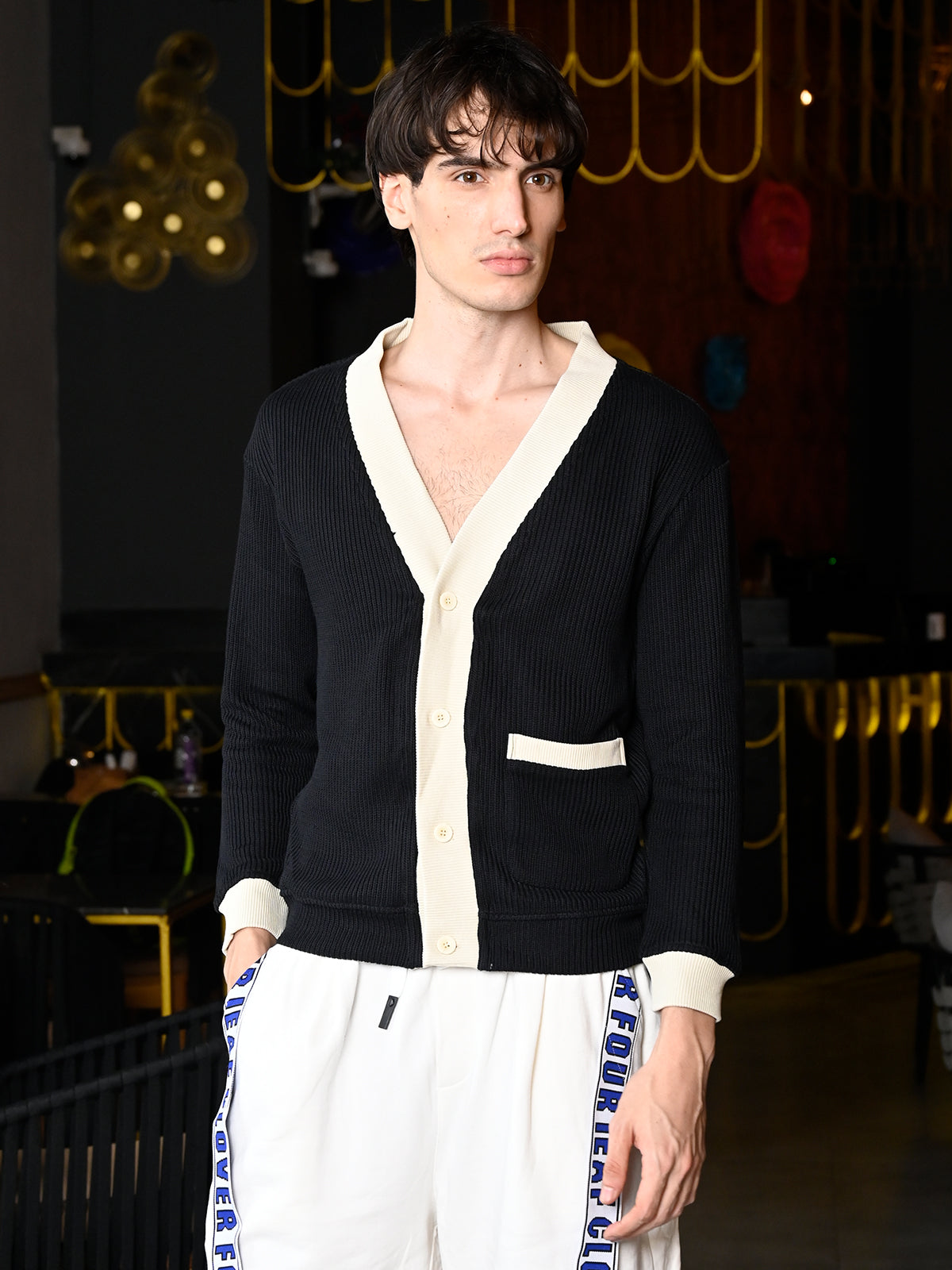 Black Solid Woolen Jacket For Men