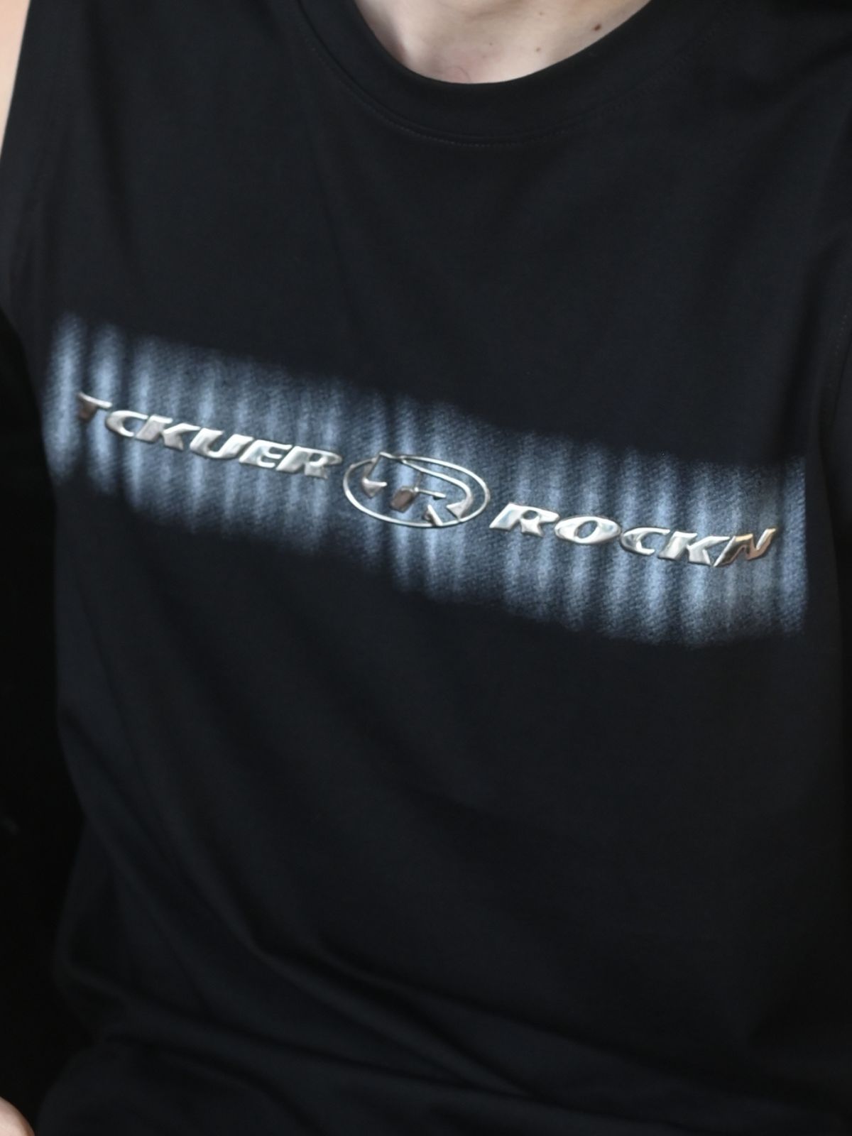 Black Embossed Cotton jersey T-shirt For Men