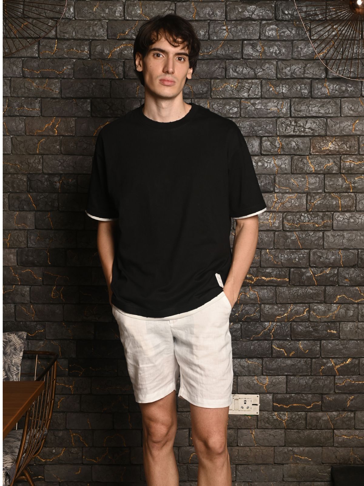 Black Embellished Cotton jersey T-shirt For Men