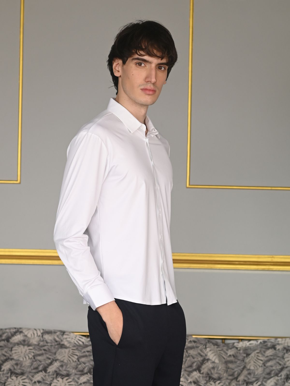 White Solid Polyester Lyvra Formal Shirt For Men